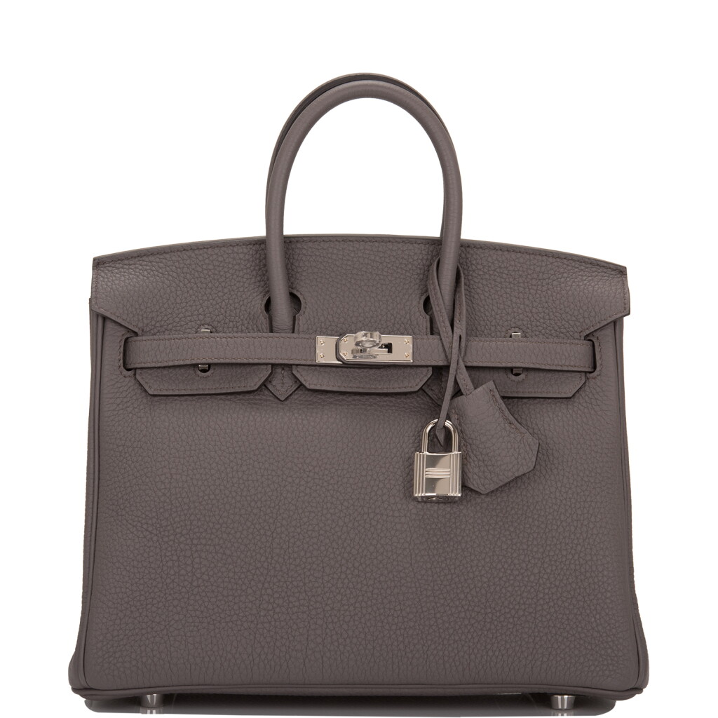 View full screen - View 1 of Lot 52. Hermès Etain Birkin 25cm of Togo Leather with Palladium Hardware.