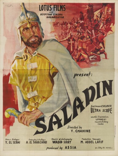 View full screen - View 1 of Lot 74. El Naser Salah el Dine/ Saladin (1963), international style poster, Egyptian.