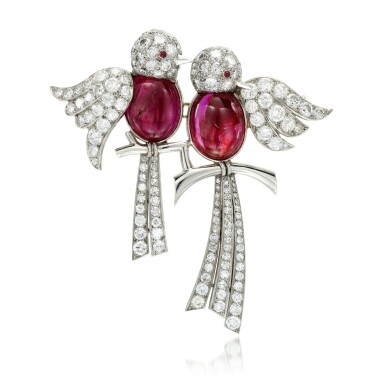 View full screen - View 1 of Lot 740. Ruby and diamond brooch.