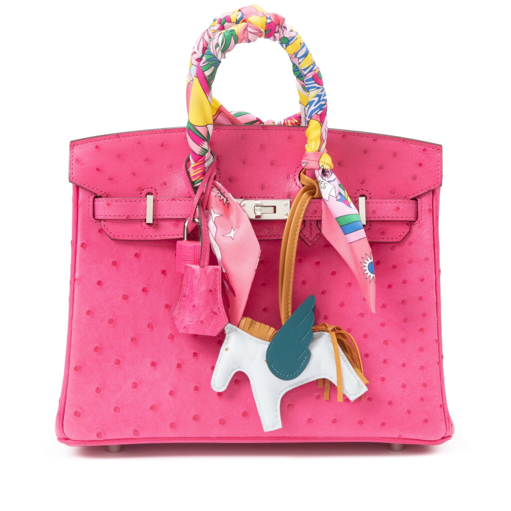 View full screen - View 1 of Lot 551. Rose Tyrien Ostrich Birkin 25 Palladium Hardware, 2019.