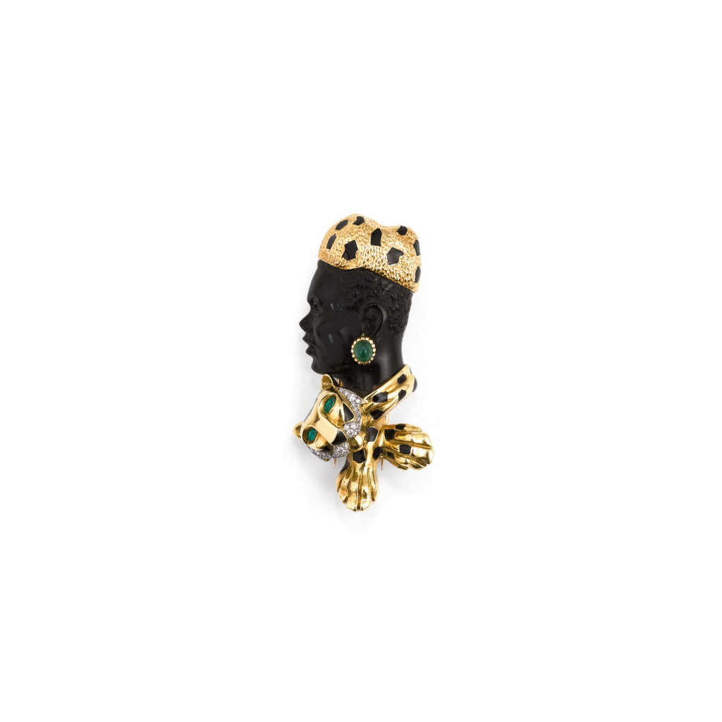 View full screen - View 1 of Lot 122. BROCHE BOIS, ÉMERAUDES ET DIAMANTS, CARTIER, VERS 1950 | WOOD, EMERALD AND DIAMOND BROOCH, CARTIER, 1950S.