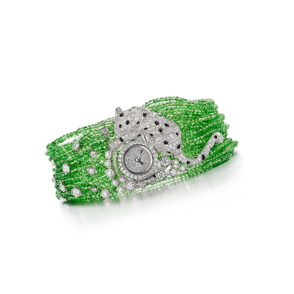 View full screen - View 1 of Lot 1936. A Limited Production 'Panthère' Tsavorite Garnet, Diamond and Onyx Wristwatch | 卡地亞 | 限量出產 'Panthère' 沙弗來石 配 鑽石 及 縞瑪瑙 腕錶.