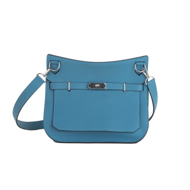 View full screen - View 1 of Lot 709. HERMÈS | AZURE JYPSIÈRE IN TAURILLON CLEMENCE LEATHER WITH PALLADIUM HARDWARE, 2015.