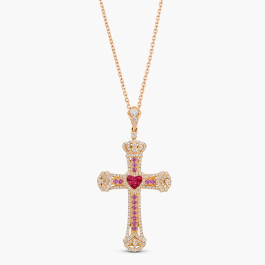 View full screen - View 1 of Lot 1281. Coloured Stone and Diamond Pendent Necklace | 寶石 配 鑽石 掛墜項鏈.