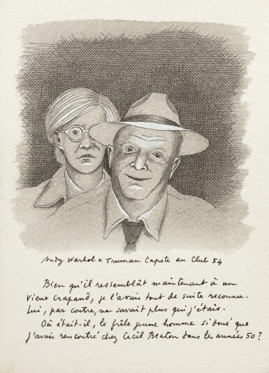 View full screen - View 1 of Lot 147. Portraits d'Andy Warhol et Truman Capote au Club 54.