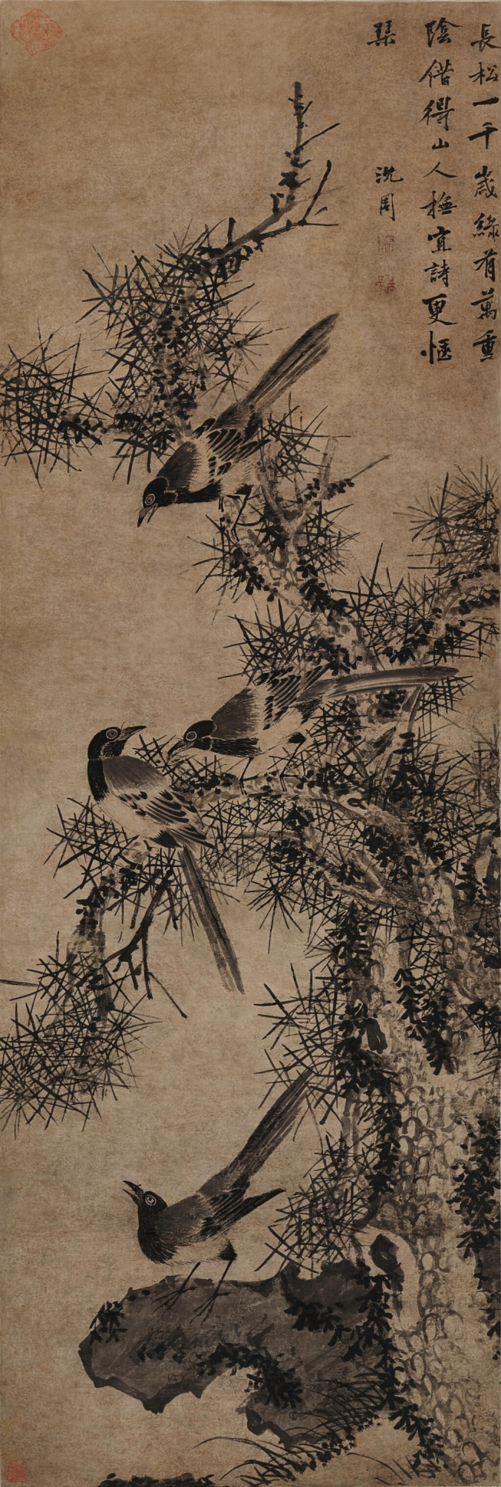 View full screen - View 1 of Lot 2583. 沈周 枯木寒鴉圖 | Shen Zhou, Crow and Tree.
