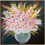 Lin Fengmian 林風眠 | Blooming pink gladioli 盛開的粉紅菖蘭