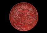 An important and exceptionally carved cinnabar lacquer 'lotus' dish, 14th century, Yang Mao mark | 十四世紀 剔紅荷塘圖盤 《楊茂造》款