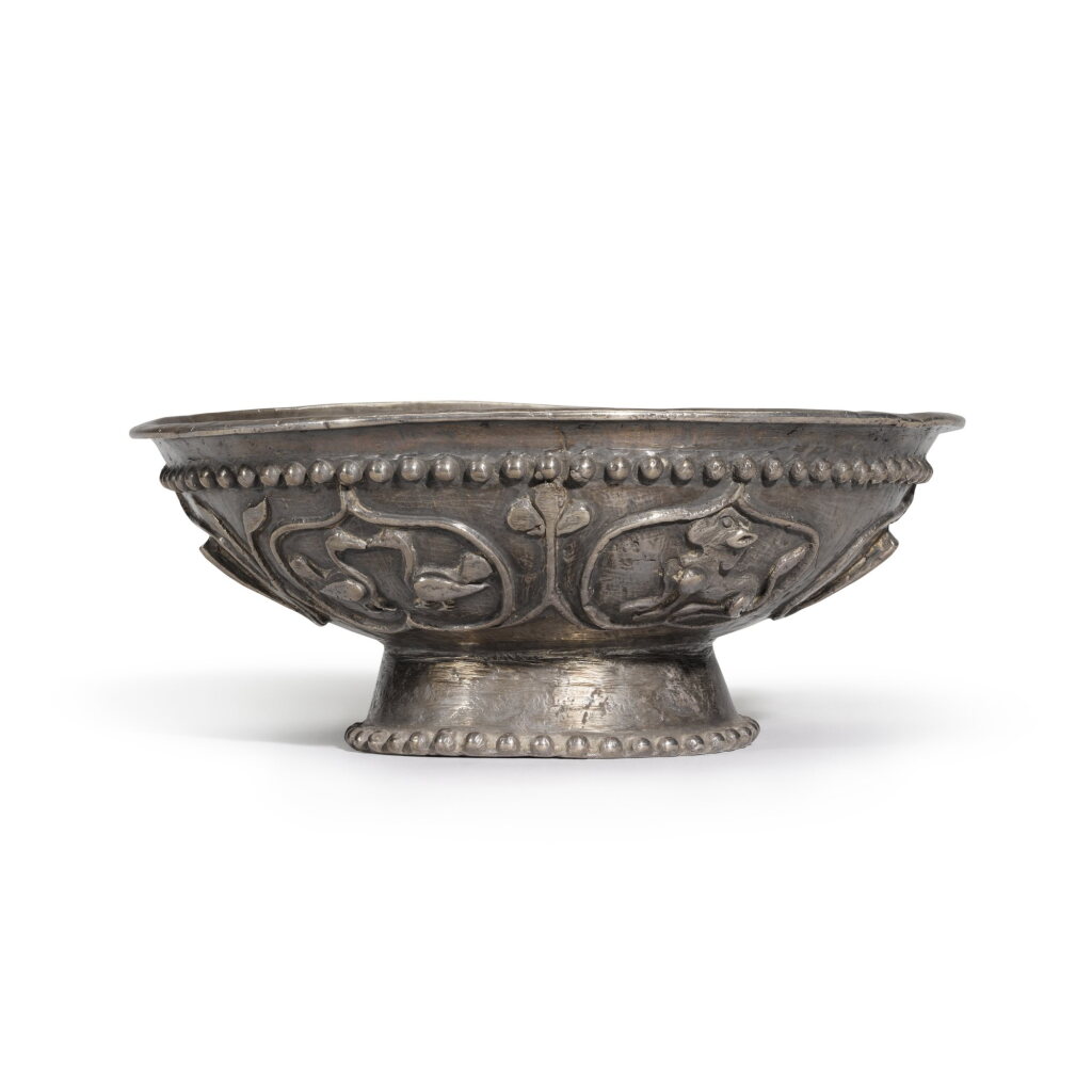 View full screen - View 1 of Lot 289. A silver footed 'animals' bowl, Central Asia or late Roman Empire, circa 2nd-6th century.