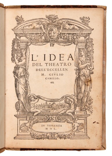 View full screen - View 1 of Lot 1618. Camillo, L'idea del theatro, Florence, 1550, nineteenth-century half vellum.