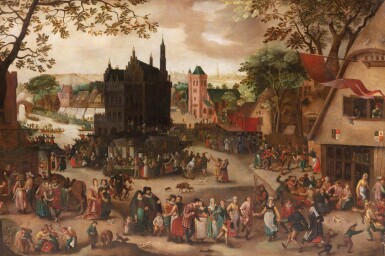 View full screen - View 1 of Lot 62. Follower of David Vinckboons, The kermesse of Oudenarde | Suiveur de David Vinckboons, La kermesse à Oudenarde.