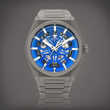 View full screen - View 1 of Lot 8713. Defy Classic Night Surfer, Reference 97.9000.670/26.M9000 | A limited edition skeletonised microblasted titanium bracelet watch with date, Circa 2022 | 真力時 | Defy Classic Night Surfer 型號97.9000.670/26.M9000 | 限量版微噴砂鈦金屬鏈帶腕錶,備日期顯示,約2022年製.
