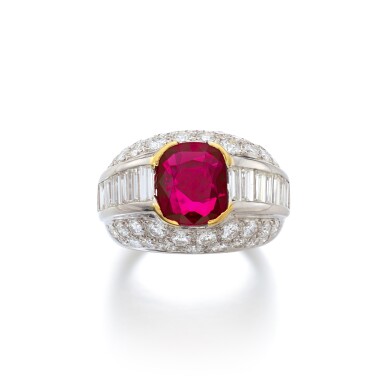 View full screen - View 1 of Lot 920. Ruby and diamond ring.