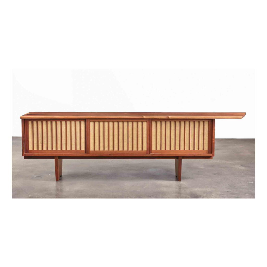 View full screen - View 1 of Lot 128. Triple Sliding Door Cabinet.