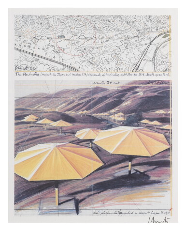 View full screen - View 1 of Lot 114. AFTER CHRISTO AND JEANNE-CLAUDE | THE UMBRELLAS (PROJECT FOR JAPAN AND WESTERN USA) (YELLOW).