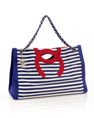View full screen - View 1 of Lot 89. Striped canvas mariniere tote bag.