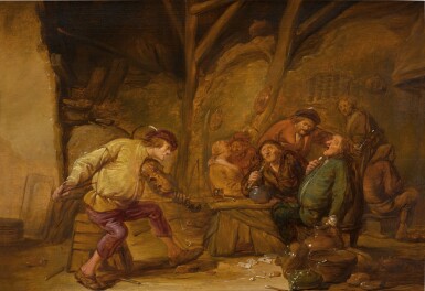 View full screen - View 1 of Lot 29. Peasants merry-making in a barn.