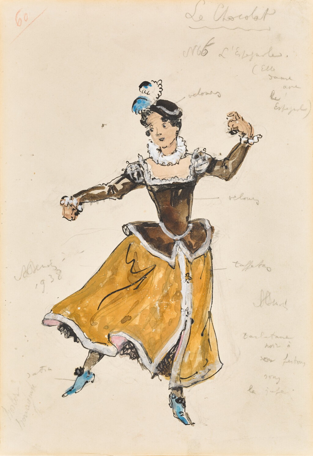 View full screen - View 1 of Lot 157. Costume Designs for A Spaniard, A Spanish Lady and Herr Drosselmayer from The Nutcracker.
