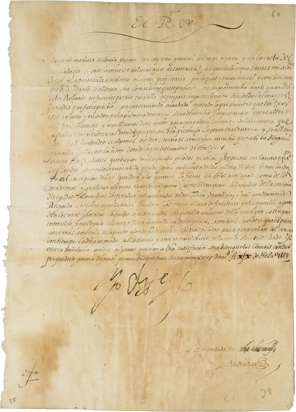 View full screen - View 1 of Lot 112. King Philip II--Spanish Armada | Instructions to the Commander of the Armada and related documents, February-June 1588.