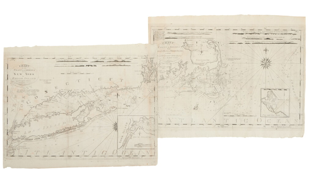 View full screen - View 1 of Lot 1004. Clark, Matthew | A rare map of the Long Island and Cape Cod coasts from the first American-made atlas.