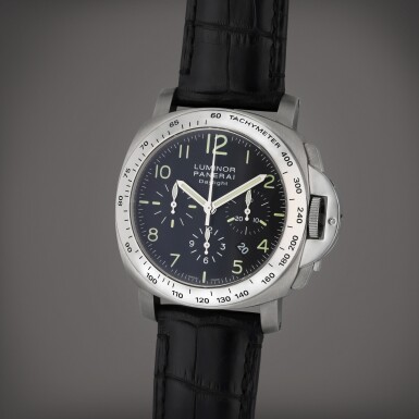 View full screen - View 1 of Lot 78. Reference PAM 196 Luminor Daylight | A limited edition stainless steel automatic chronograph wristwatch with date, Circa 2006.
