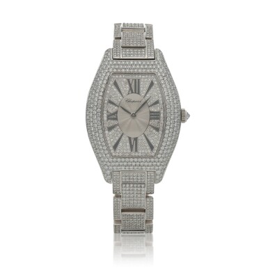 View full screen - View 1 of Lot 4. Classic Tonneau, Ref. 10/9048 White gold and diamond-set wristwatch with bracelet Circa 2005.