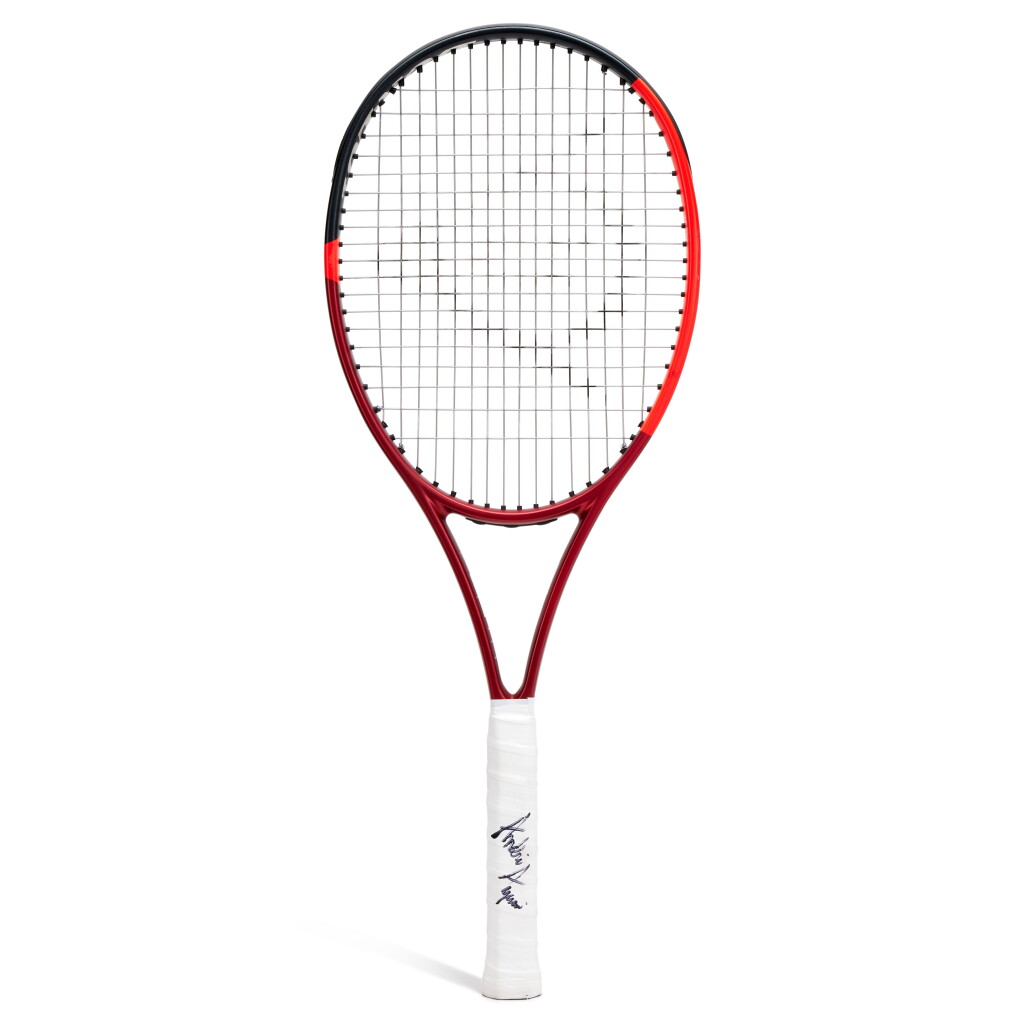 View full screen - View 1 of Lot 8. Andre Agassi 2026 US Open 'Exhibition Doubles' Match Used & Signed Racket | Played Against Federer, Roddick, and McEnroe.