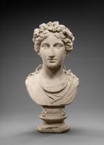 A Marble Bust of a Goddess, the Head Roman Imperial, 2nd/3rd Century A.D., the Socle, Shoulders, and Restorations Italian, 2nd half of the 18th Century