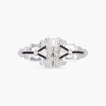 Art Deco Rock Crystal, Onyx and Diamond Double Clip-Brooch