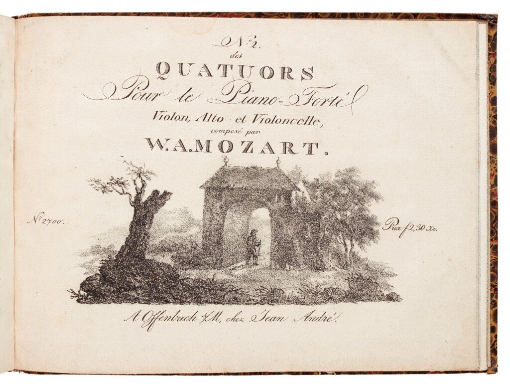 Voir en plein écran - Voir 1 du lot 43. W. A. Mozart. Editions of the piano quartets K. 478 and K. 493, 1794 and 1809.