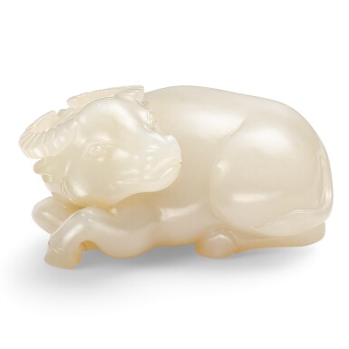 View full screen - View 1 of Lot 3645. A WHITE JADE FIGURE OF A RECUMBENT BUFFALO QING DYNASTY, 18TH CENTURY | 清十八世紀 白玉臥牛.