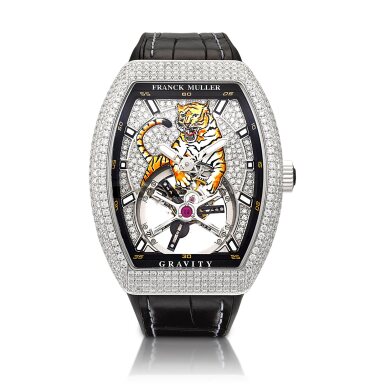 View full screen - View 1 of Lot 8149. Vanguard Gravity Tiger, Reference V 41 T GR CS D CD TIGER OG NR | A limited edition white gold and diamond-set tourbillon wristwatch, Made to commemorate the year of the tiger, Circa 2022 | Vanguard Gravity Tiger 型號V 41 T GR CS D CD TIGER OG NR | 限量版白金鑲鑽石陀飛輪腕錶,為慶祝虎年而製,約2022年製.