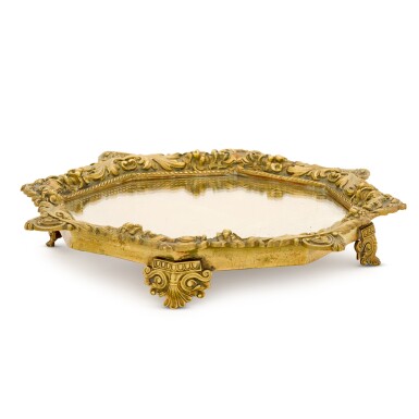 View full screen - View 1 of Lot 51. A Victorian lacquered brass mirrored octagonal surtout-de-table, 19th century.