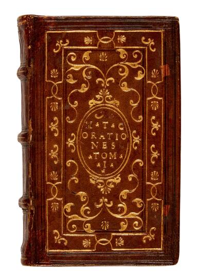 View full screen - View 1 of Lot 79. Cicero, Orationum tomus primus, Lyon, 1546, contemporary Roman binding by Guillery.
