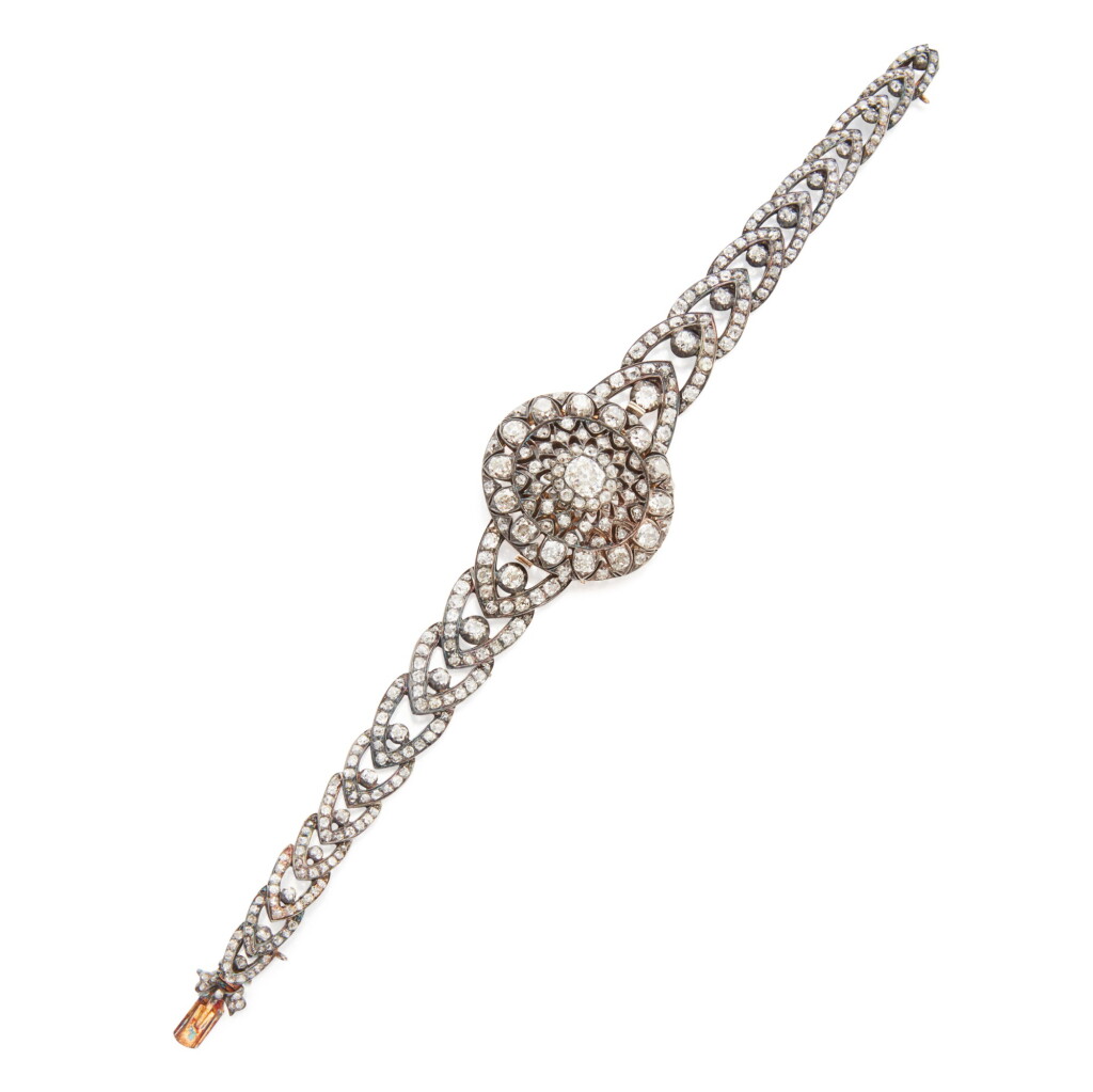 View full screen - View 1 of Lot 155. Silver-Topped Diamond Bracelet.