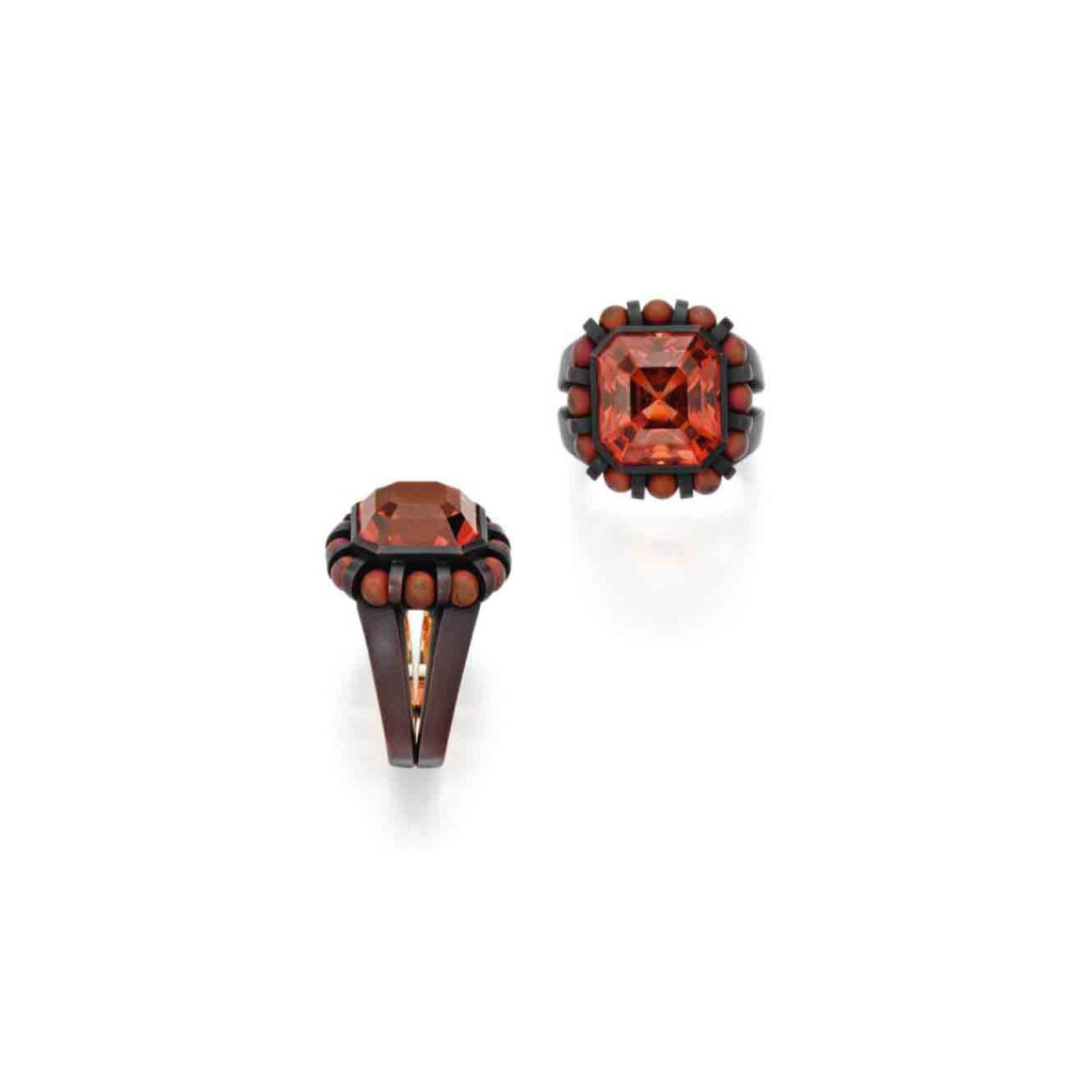 View full screen - View 1 of Lot 212. Copper and Garnet Ring.