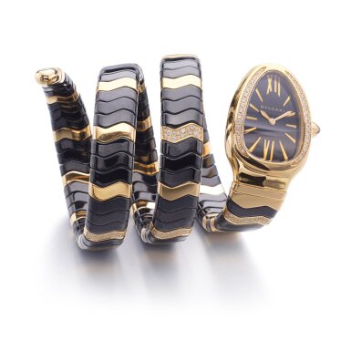 View full screen - View 1 of Lot 707. Diamond and gold wristwatch, 'Serpenti Spiga'.