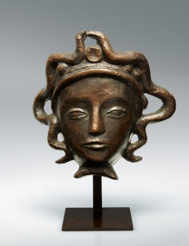 View full screen - View 1 of Lot 7. "Masque aux Serpents" Sconce.