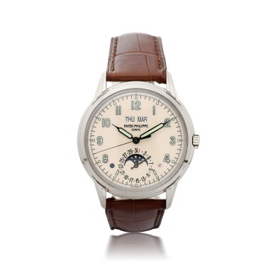 View full screen - View 1 of Lot 17. PATEK PHILIPPE | REFERENCE 5320G A WHITE GOLD AUTOMATIC PERPETUAL CALENDAR WRISTWATCH WITH MOON PHASES, CIRCA 2019 .