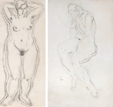 View full screen - View 1 of Lot 107. Sanyu 常玉 | i. Standing nude ii. Seating nude i. 站姿裸女 ii. 坐姿裸女.