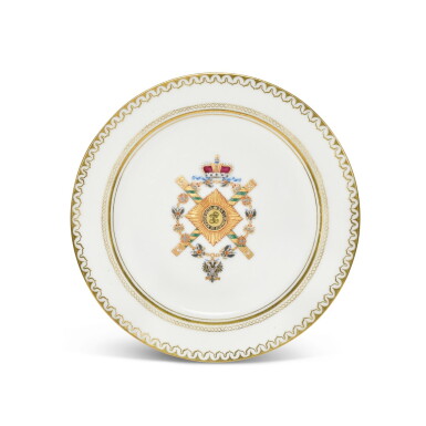 View full screen - View 1 of Lot 346. A porcelain plate from the service of Field Marshal Prince Baryatinsky, Imperial Porcelain Factory, St Petersburg, period of Alexander II (1855-1881).