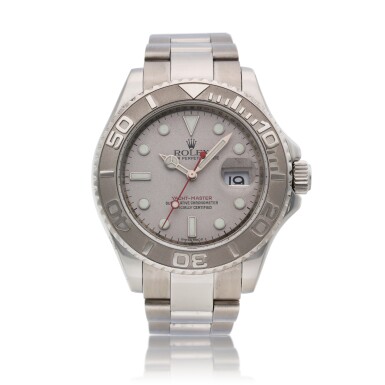 View full screen - View 1 of Lot 384. Reference 16622 Yacht-Master | A stainless steel and platinum wristwatch with date and bracelet, Circa 2006.