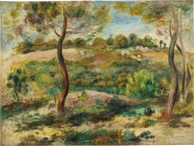 View full screen - View 1 of Lot 737. PIERRE-AUGUSTE RENOIR 皮耶・奧古斯特・雷諾瓦 | PAYSAGE 油畫畫布.