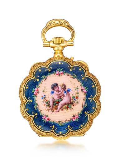View full screen - View 1 of Lot 119. HENRY CAPT | A YELLOW GOLD AND ENAMEL OPENFACE PENDANT WATCH WITH ENAMEL DIAL, CIRCA 1889.