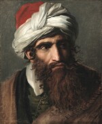 PIERRE-NOLASQUE BERGERET | PORTRAIT OF A MAN IN A TURBAN, THREE-QUARTER PROFILE