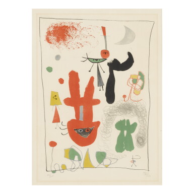View full screen - View 1 of Lot 134. JOAN MIRÓ | ACROBATS IN THE NIGHT GARDEN (MOURLOT 58).