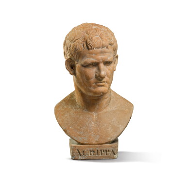 View full screen - View 1 of Lot 28. French or Italian, dated 1833, After the Antique | Bust of Marcus Agrippa.