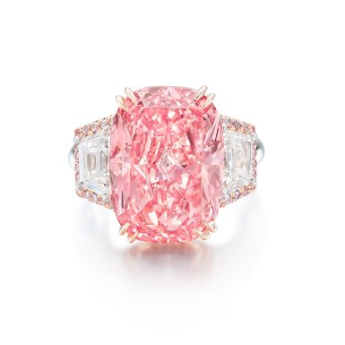 View full screen - View 1 of Lot 1115. A Magnificent Fancy Vivid Pink Diamond and Diamond Ring | 11.15克拉 艷彩粉紅色 內部無瑕(IF) 鑽石 配 鑽石 戒指.
