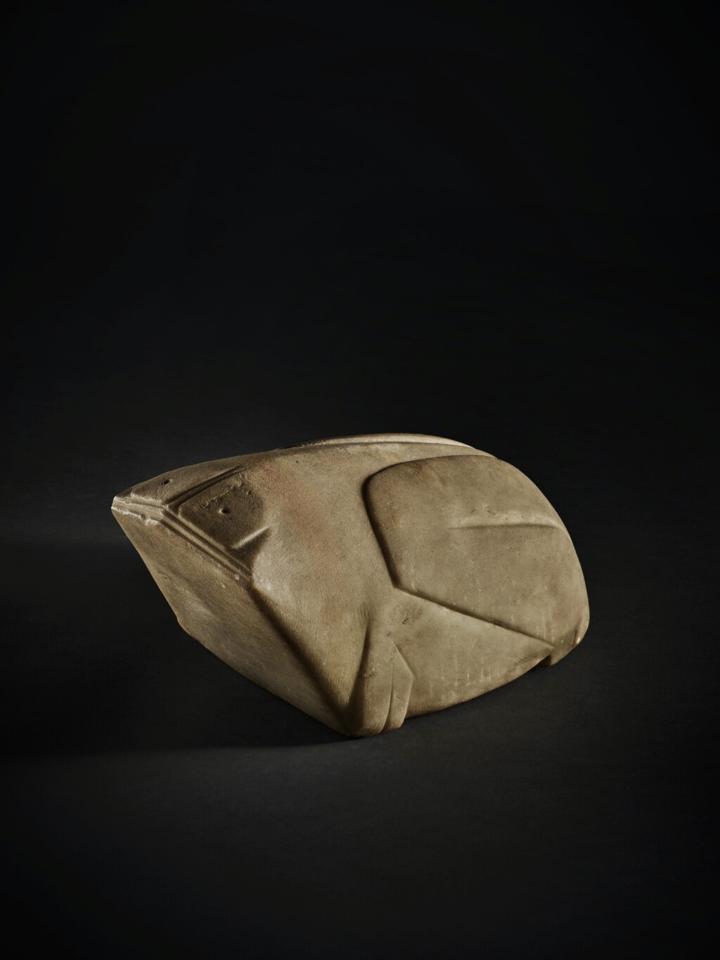 View full screen - View 1 of Lot 219. A rare and exceptional archaic marble sculpture of a recumbent frog, Shang dynasty | 商 大理石蛙.