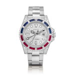 GMT-Master II 'SARU', Reference 116759SARU | A white gold, diamond, sapphire and ruby-set dual time zone wristwatch with date and bracelet, Circa 2009 | 勞力士 | GMT-Master II 'SARU' 型號116759SARU | 白金鑲鑽石、藍寶石及紅寶石兩地時間鏈帶腕錶,備日期顯示,約2009年製